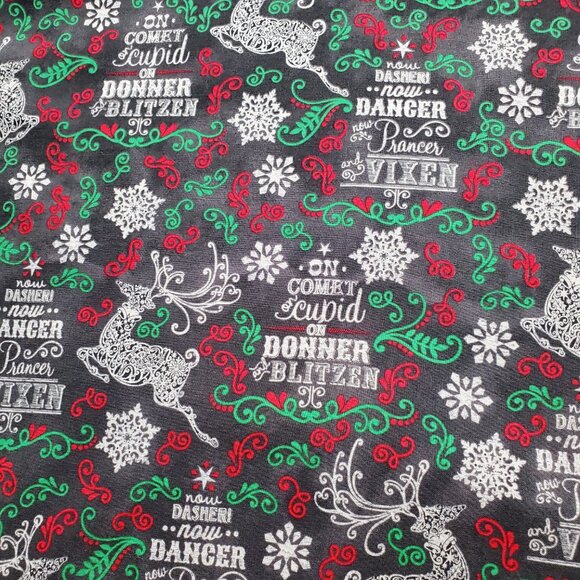 Handmade Vneck Top Reindeer Theme of Christmas Black White Red Green Wm Sz L - Picture 4 of 9